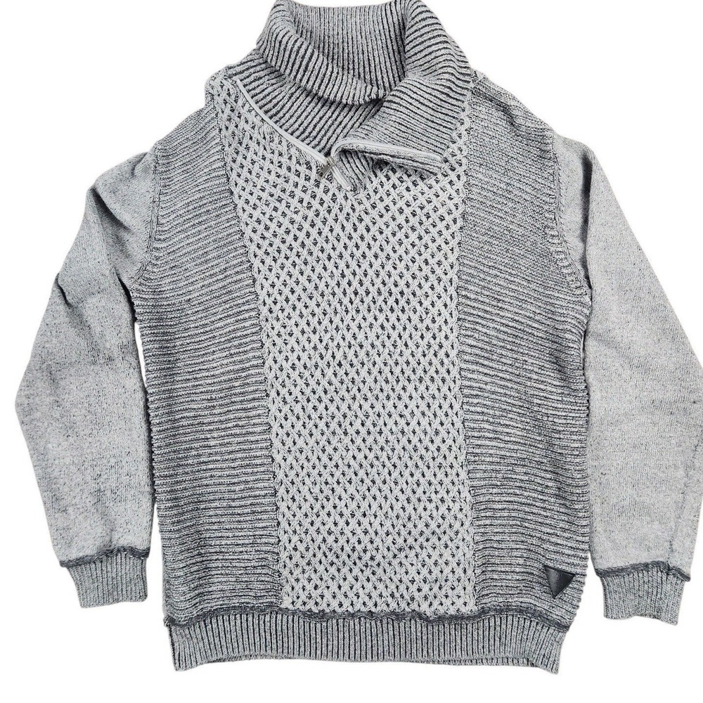 TN Trash Nouveau Gray Sz XL Knit Sweater‎ Zipper Mock Neck Recycled Cotton